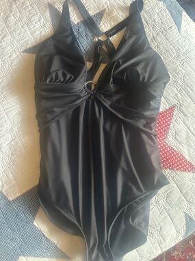 Black Venus One-Piece Swimsuit with Ring Detail, size 22.